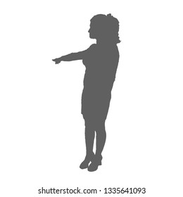 Silhouette of a girl in profile. Pointing to the side.