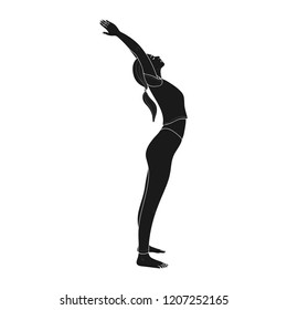 Silhouette of a Girl with Raised Arms. Vector.