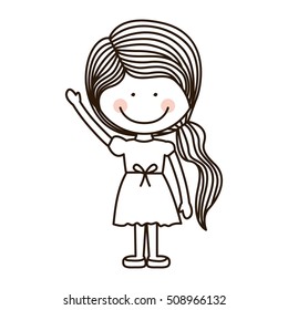silhouette girl with raised hand