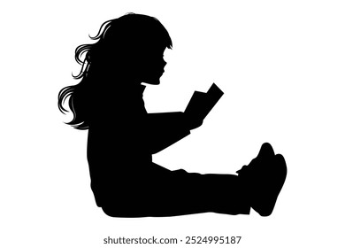 Silhueta de menina lendo um livro