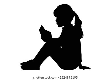 Silhueta de menina lendo um livro