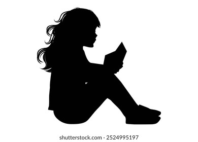 Silhueta de menina lendo um livro