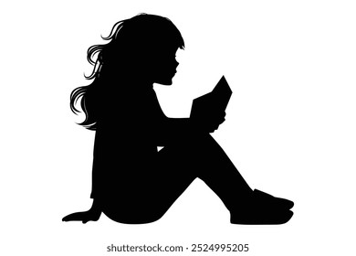 Silhueta de menina lendo um livro