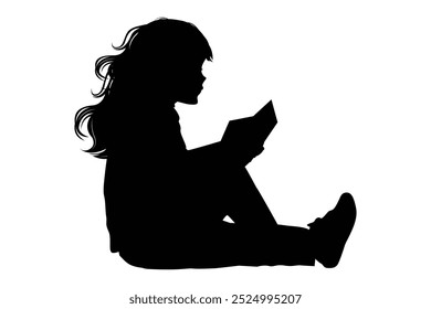 Silhueta de menina lendo um livro