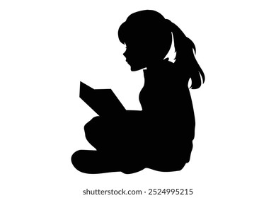 Silhouette of Girl Reading a Book