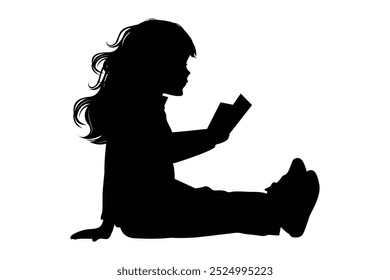 Silhueta de menina lendo um livro