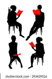Silhouette of girl reading book