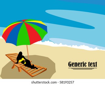 Silhouette of a girl relaxing on the beach side