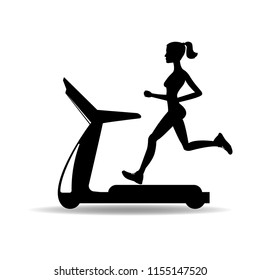 silhouette of a girl running on a treadmill