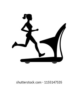 silhouette of a girl running on a treadmill
