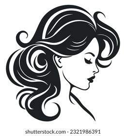 Silhouette of a girl s profile. Woman face silhouette. Isolated vector illustration on white background.