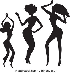 silhouette of a girl, set of silhouettes of dancing people, silhouettes of dancing people, silhouettes of people, silhouettes of dancing girls, silhouette, woman, vector, people, illustration, fashion