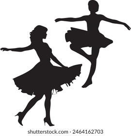silhouette of a girl, set of silhouettes of dancing people, silhouettes of dancing people, silhouettes of people, silhouettes of dancing girls, silhouette, woman, vector, people, illustration, fashion