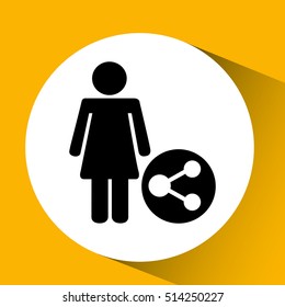 silhouette girl share media icon vector illustration eps 10