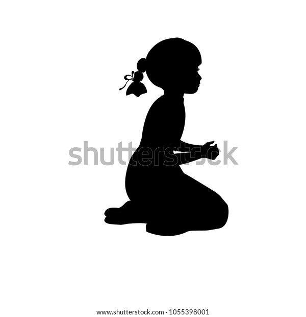 Silhouette Girl Sitting Lap Prayer Vector Stock Vector (Royalty Free ...