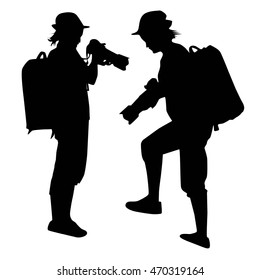 silhouette of   girl taking pictures with a camera