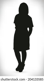 silhouette of a girl teenager, relaxed, vector