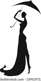 Silhouette of a girl with an umbrella