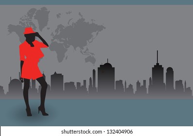 Silhouette of girl, vector