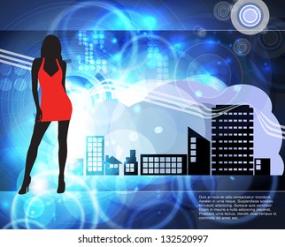 silhouette of girl, vector