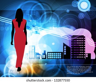 Silhouette of girl, vector