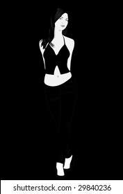 Silhouette of the girl. A vector. Without mesh.
