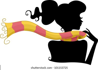 Silhouette of a Girl Wearing a Scarf