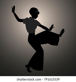 Silhouette Of Girl Wearing Wide Trousers, Dancing Northern Soul