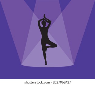 the silhouette of a girl who does yoga