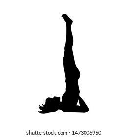 Silhouette girl yoga pose exercise flexibility. Vector illustration