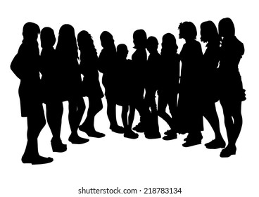 silhouette girlfriends on a white background