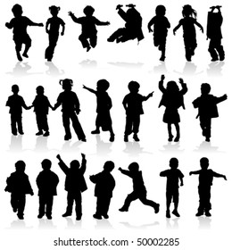 Silhouette girls and boys, element for design, vector illustration