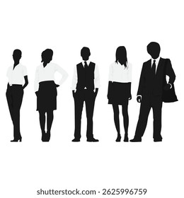 silhouette of girls and boys standing
