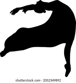 Silhouette of girls is dancing ballet. A ballerina performing her dance.