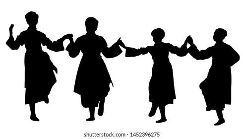Silhouette of a girls dancing - Serbian folklore