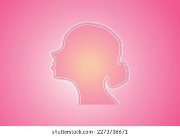 Silhouette of a girl's face with Vector gradient background.