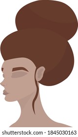 Silhouette of a girl's head with a high hairstyle on a white background