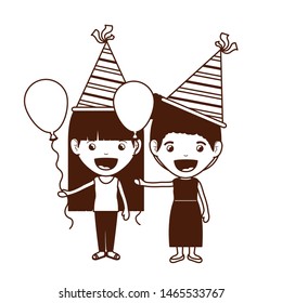 silhouette of girls with party hat in birthday celebration