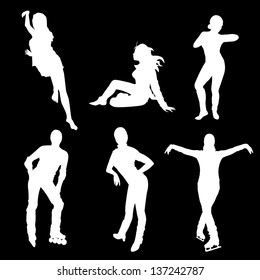 silhouette girls set vector