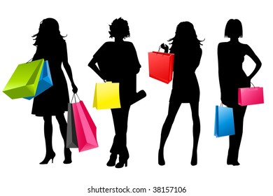 silueta niñas compras