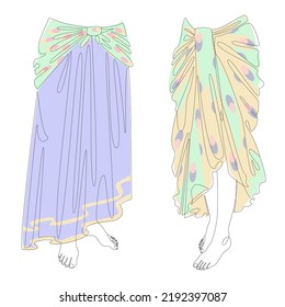 Silhouette of a girl's skirt and legs. Women's clothing in a modern style one line. Solid line, decor outline, posters, stickers, logo. vector illustration.