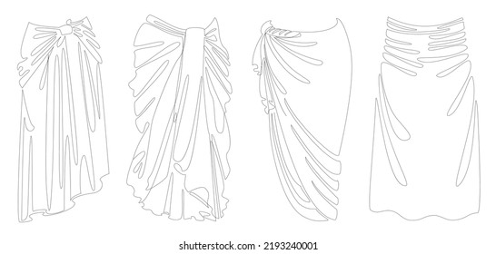 Silhouette of a girl's skirt. Women's clothing in a modern style one line. Solid line, decor outline, posters, stickers, logo. Vector illustration.