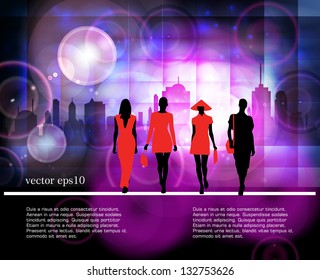 Silhueta de meninas, vetor