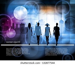 Silhouette of girls, vector
