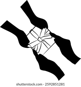 Silhouette of Giving a Gift