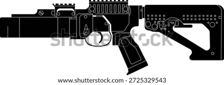 Silhouette of a GL 40 grenade launcher side view vector illustration. Modern Grenade launcher vector. 
