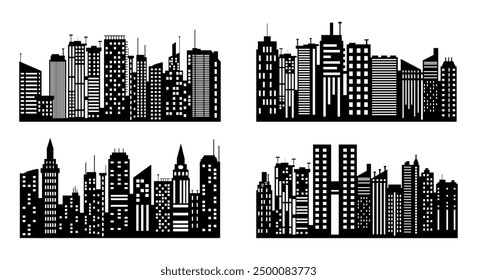 The silhouette of a glamorous city and buildview set eps 10