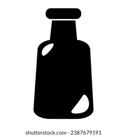 Silhouette of glass bottle container, element of Thanksgiving day festive table decoration. Glass bottle contour holiday symbol. Simple black shape vector icon isolated on white background