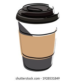 Silhouette glass with coffee. Latte. Cappuccino. Vector illustration.