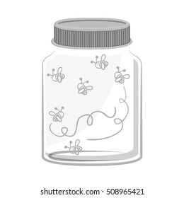 silhouette glass container with insects fly